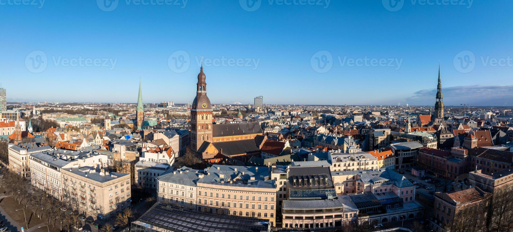 Beautiful aerial Riga view from above. photo