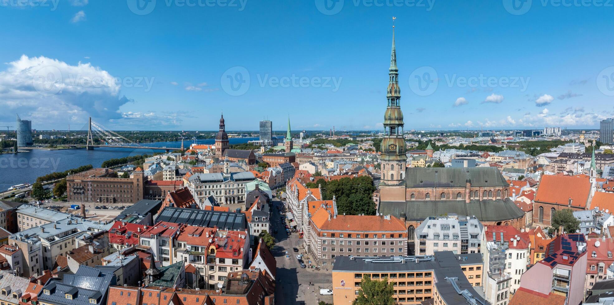 Beautiful aerial Riga view from above. photo