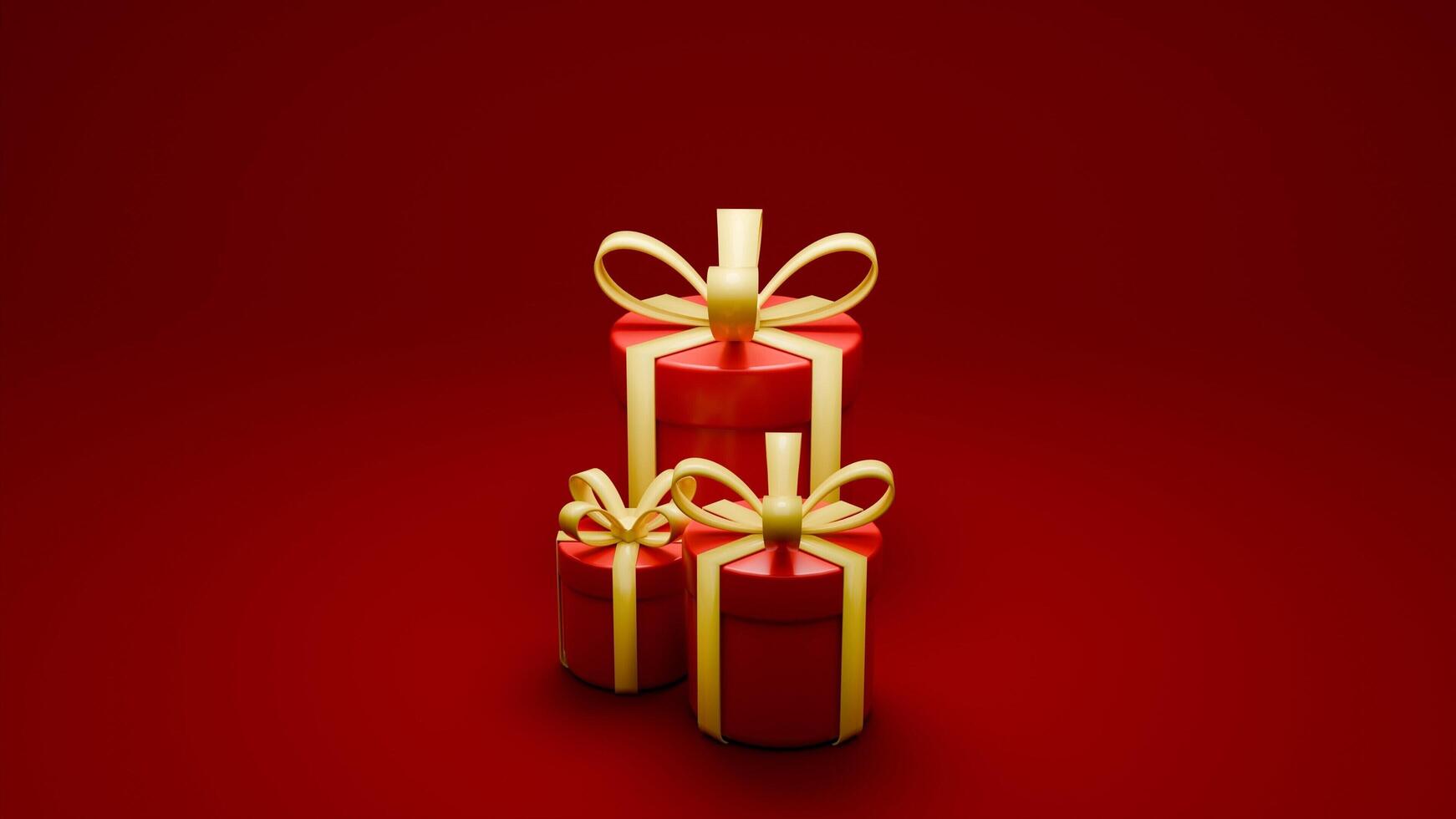 3D rendered red and gold valentine themed of gift boxes photo