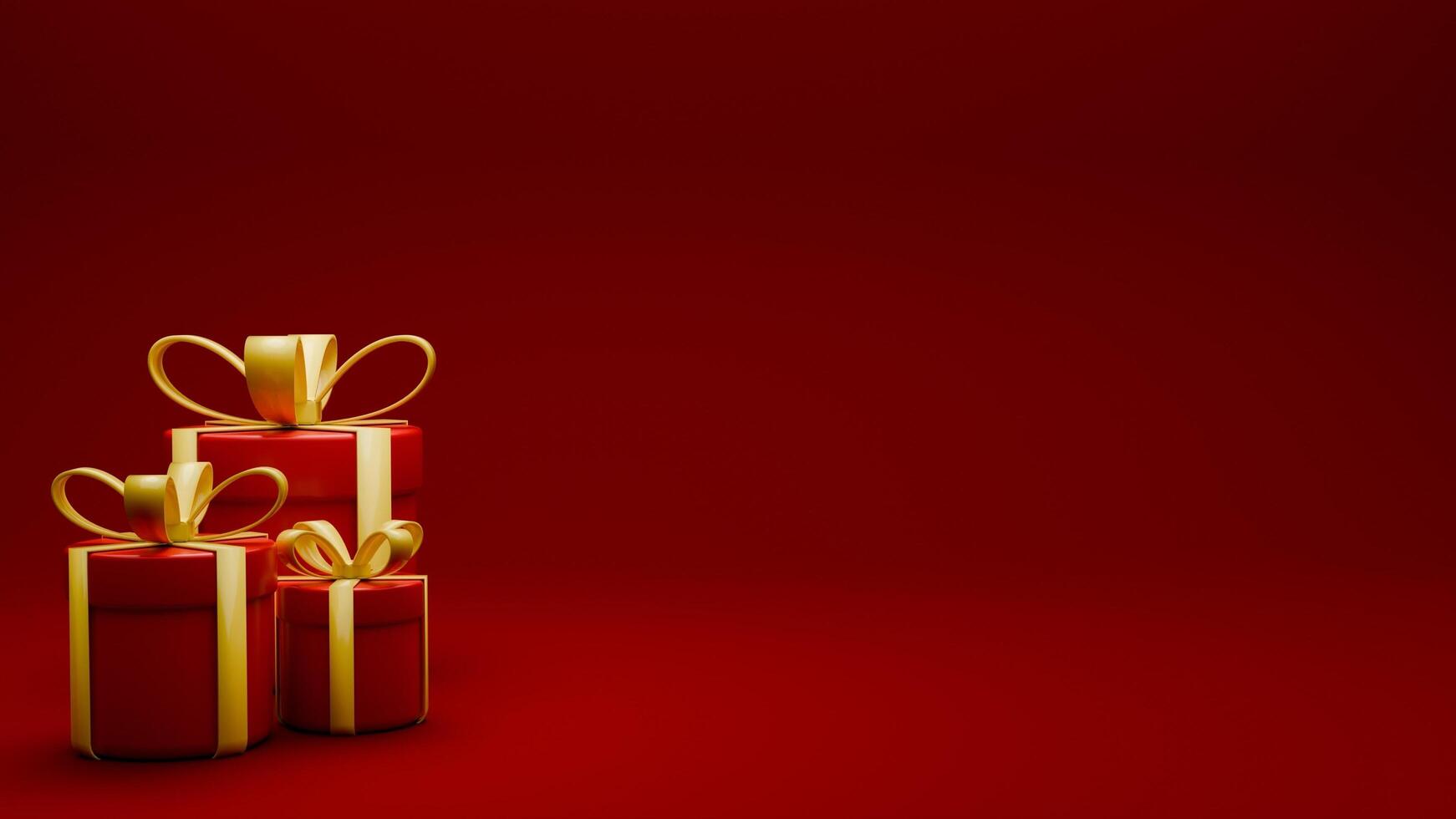 3D rendered red and gold valentine themed of gift boxes photo