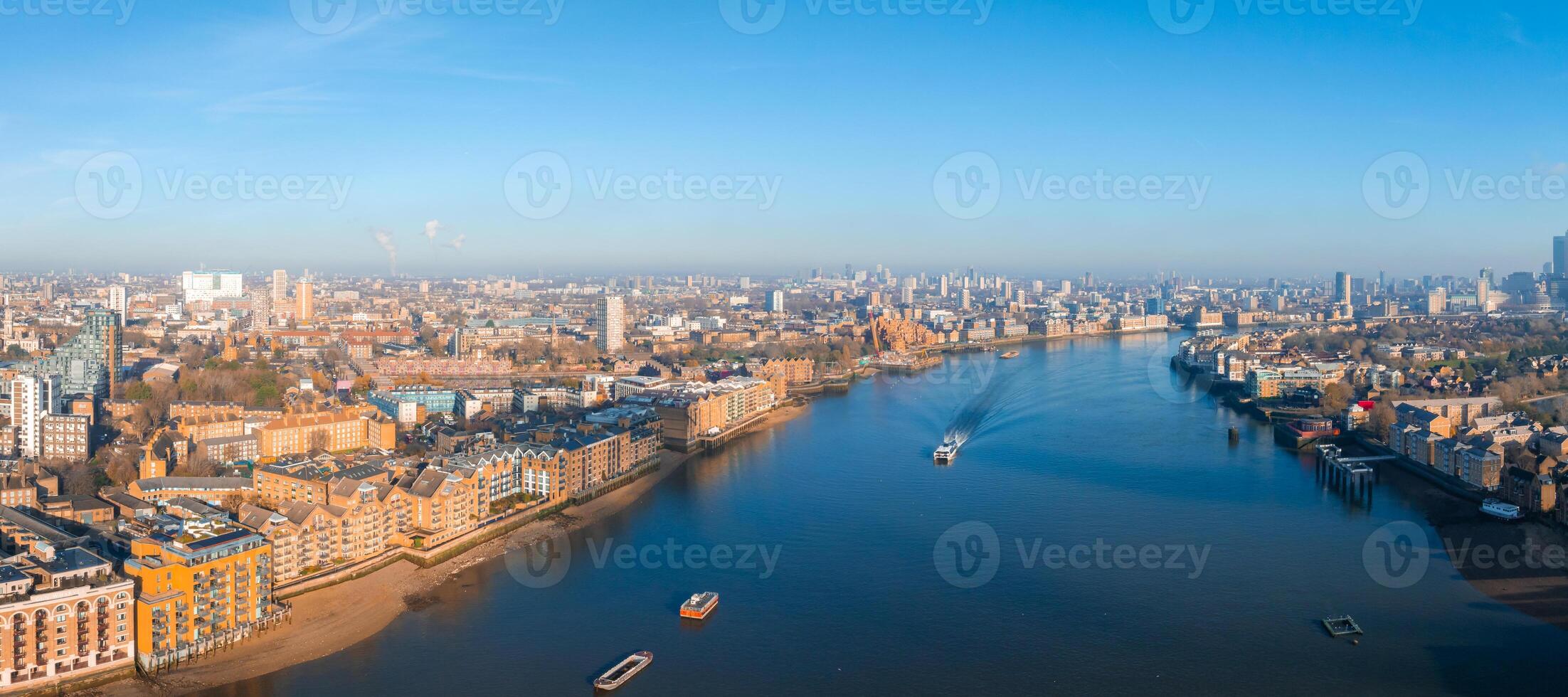 Aerial view of the Iconic Tower Bridge connecting Londong with Southwark photo