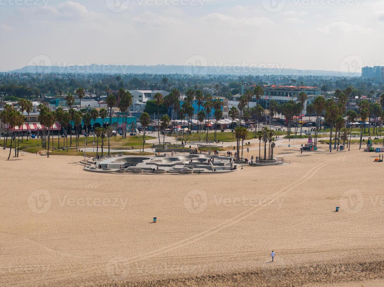 Skate board park in Venice beach at sunset, California, USA photo