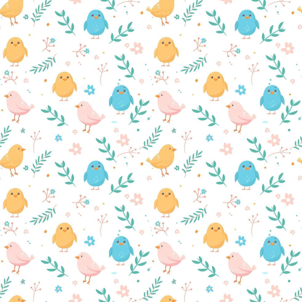 Cute Easter Seamless Pattern Background. Vector Illustration