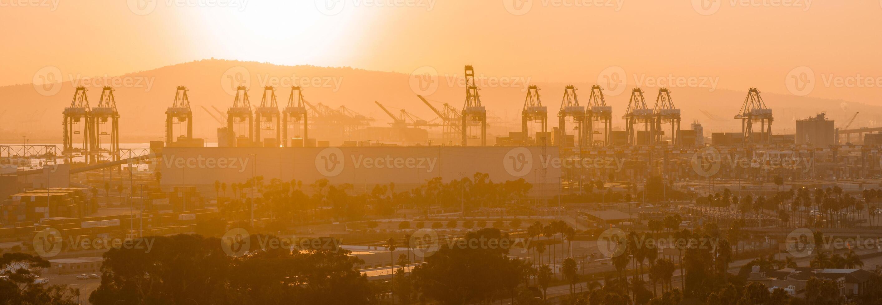 Thousands of shipping containers in the port of Long Beach near Los Angeles California. photo