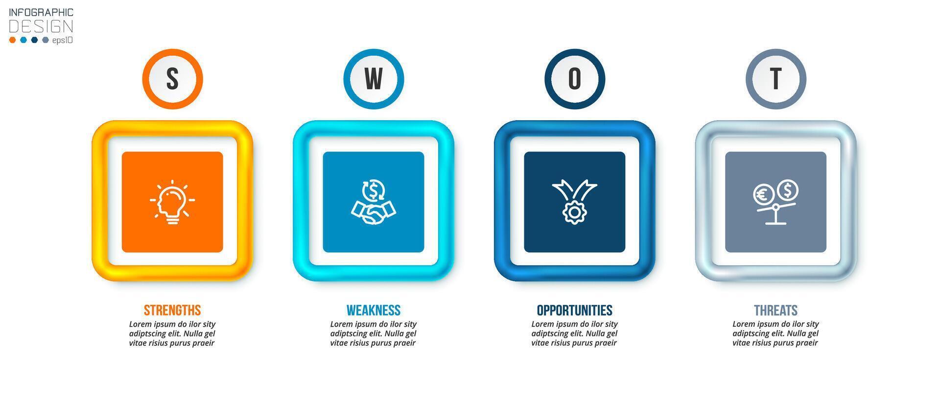 Business concept infographic template with swot analysis. vector