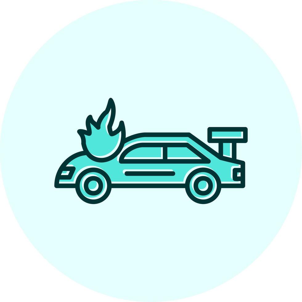 Accident Car In Fire Vector Icon