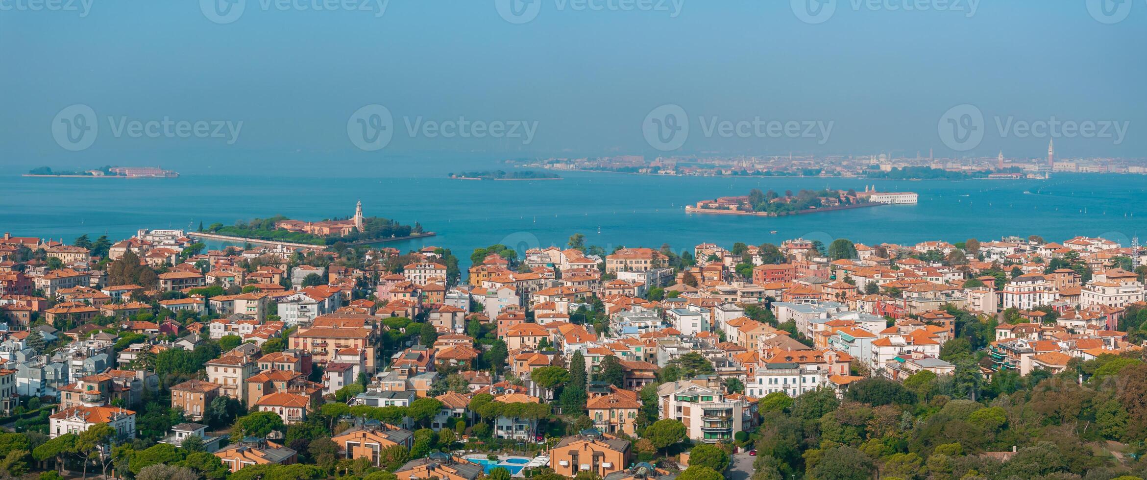 Aerial view of the Lido de Venezia island in Venice, Italy. photo