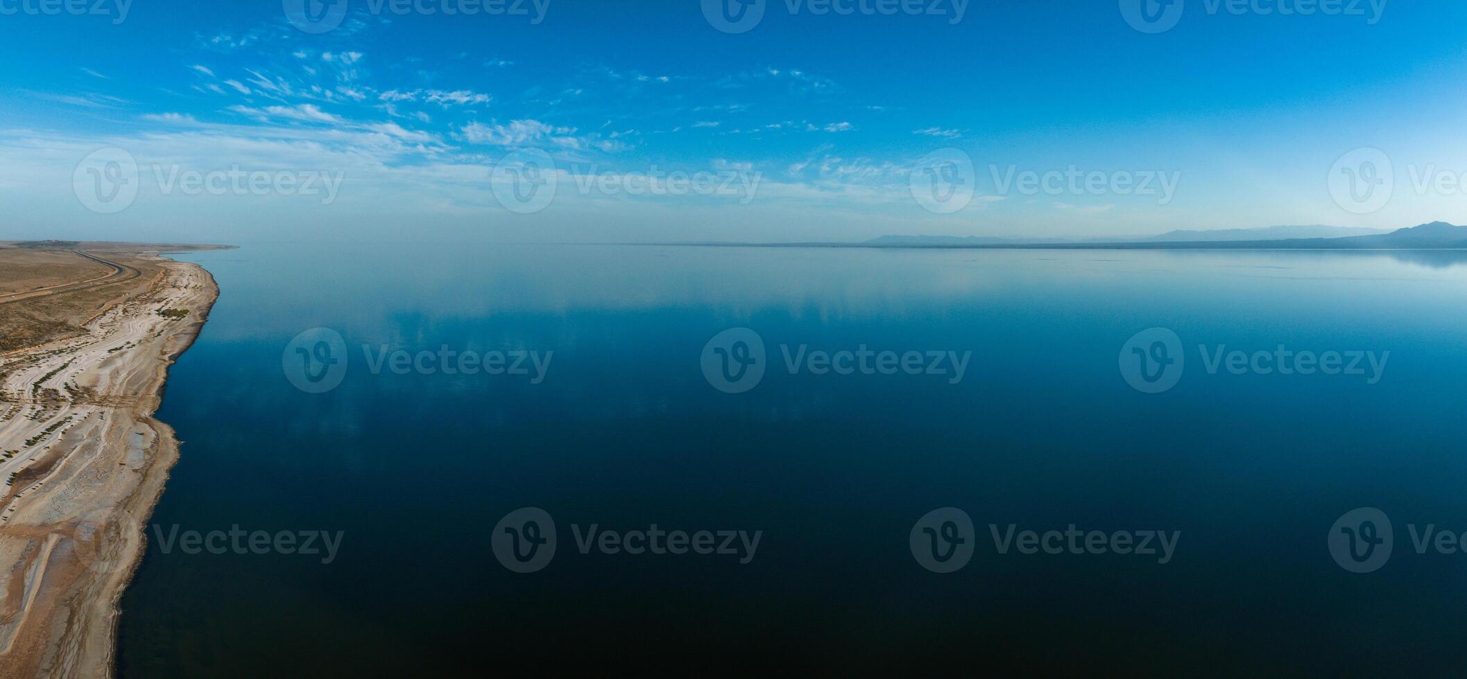 Aerial view over Salton sea in California. photo