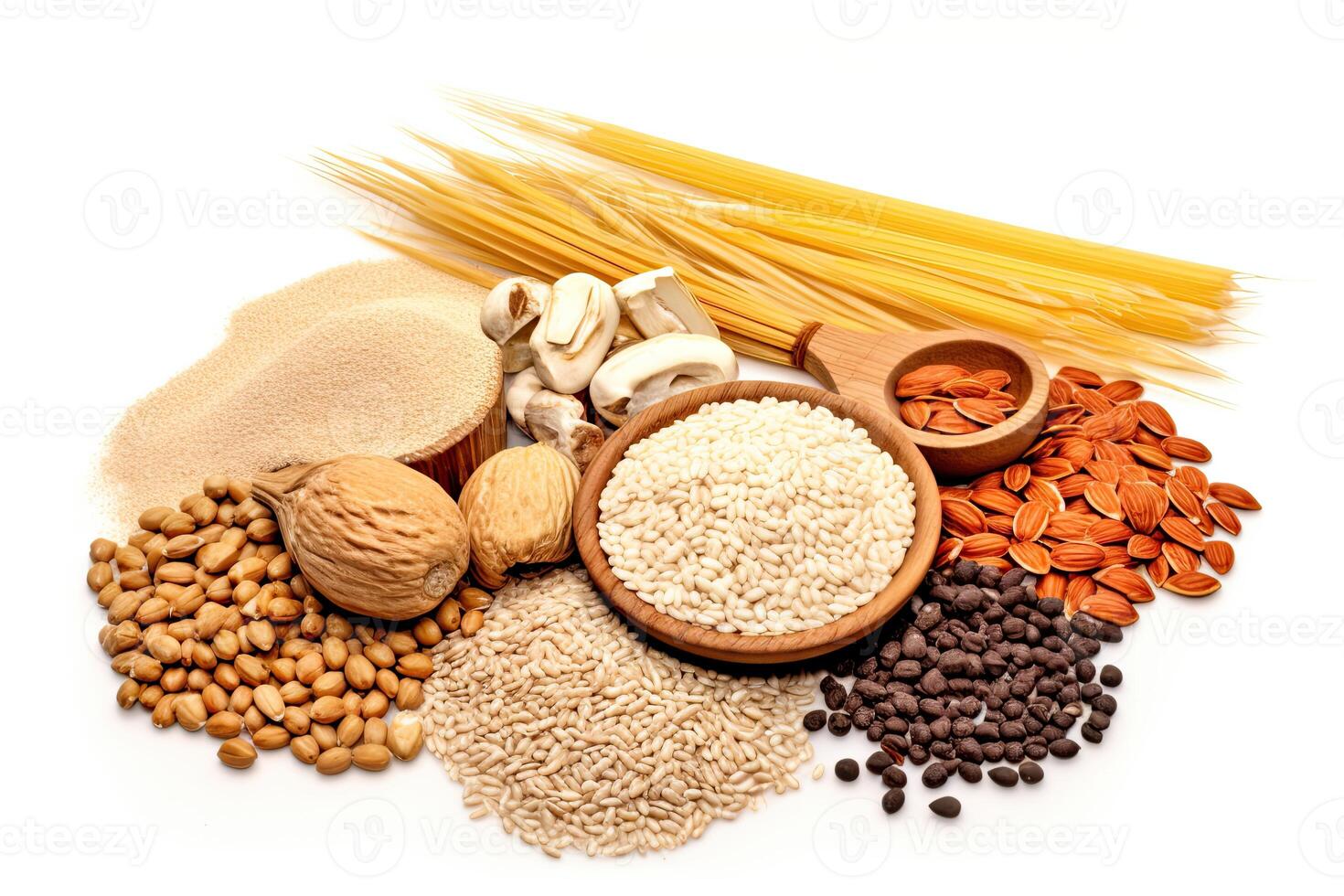 AI generated seeds and fiber food mix close up photo