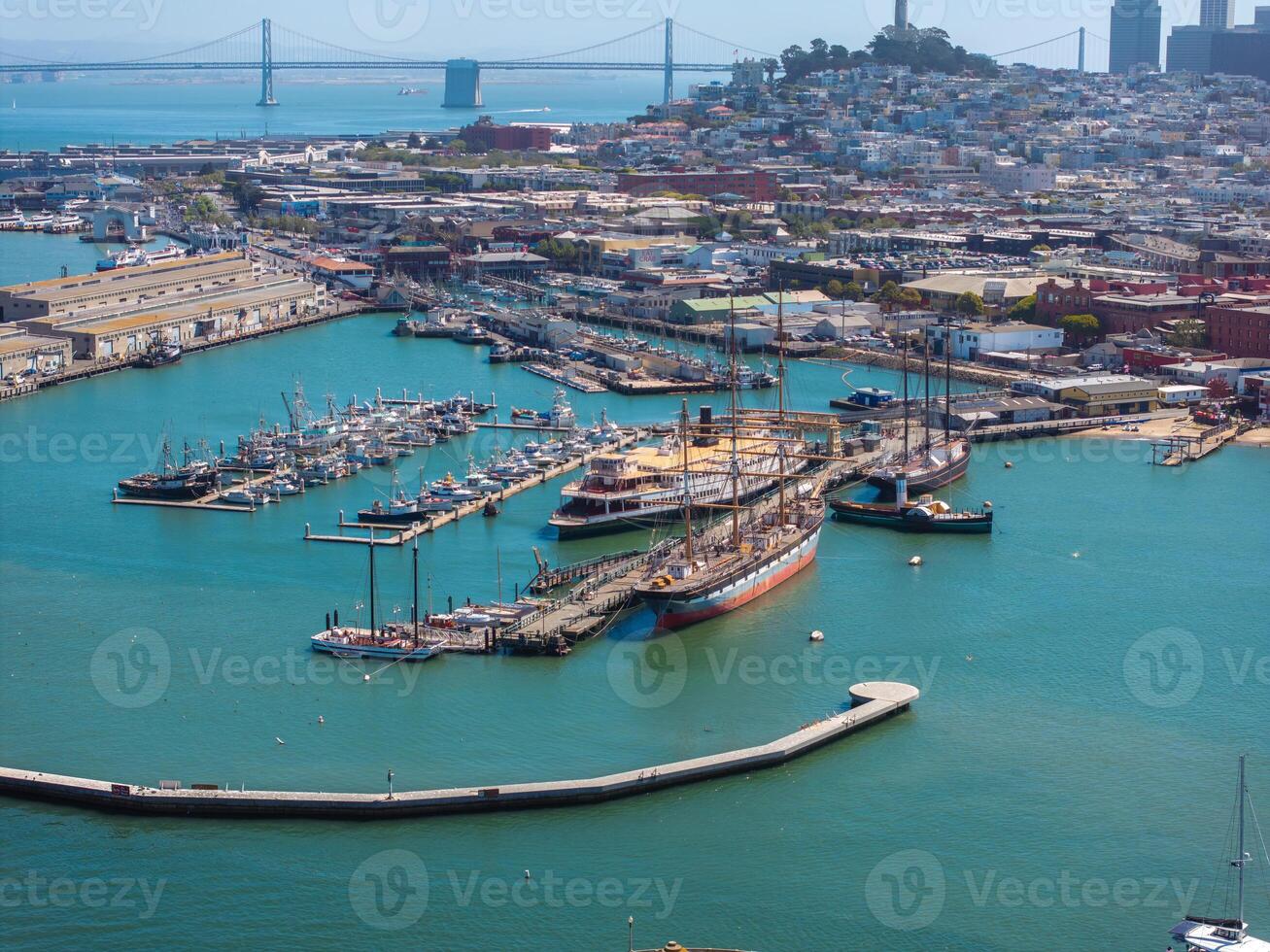 San Francisco Ferry Building, Port of San Francisco, California. Blue Sunny Sky. photo