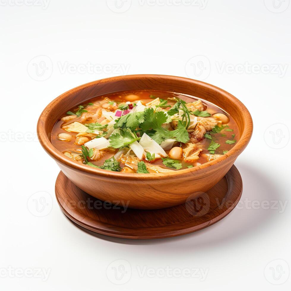 AI generated Posole soup closeup photo