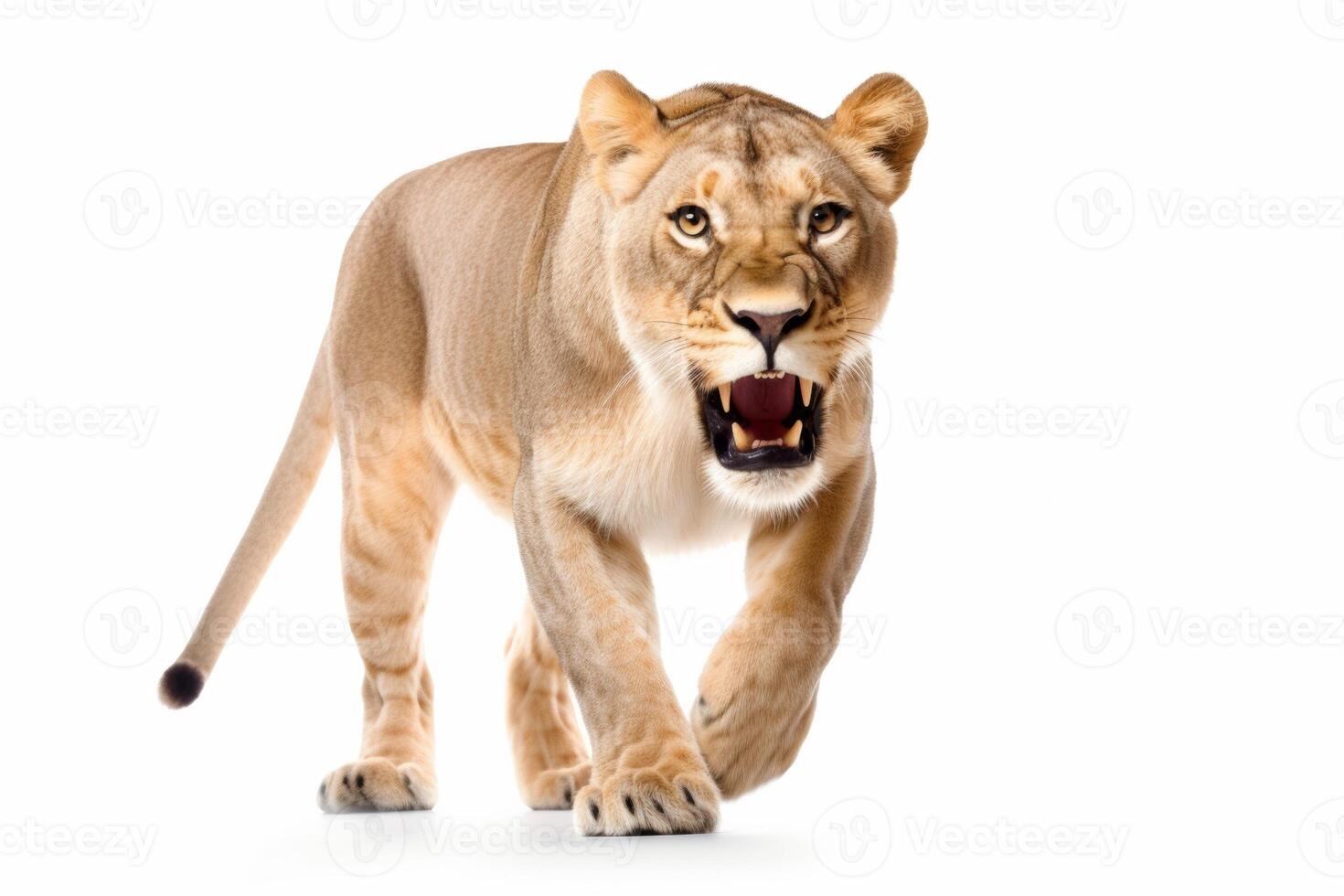 AI generated lioness isolated on white background photo