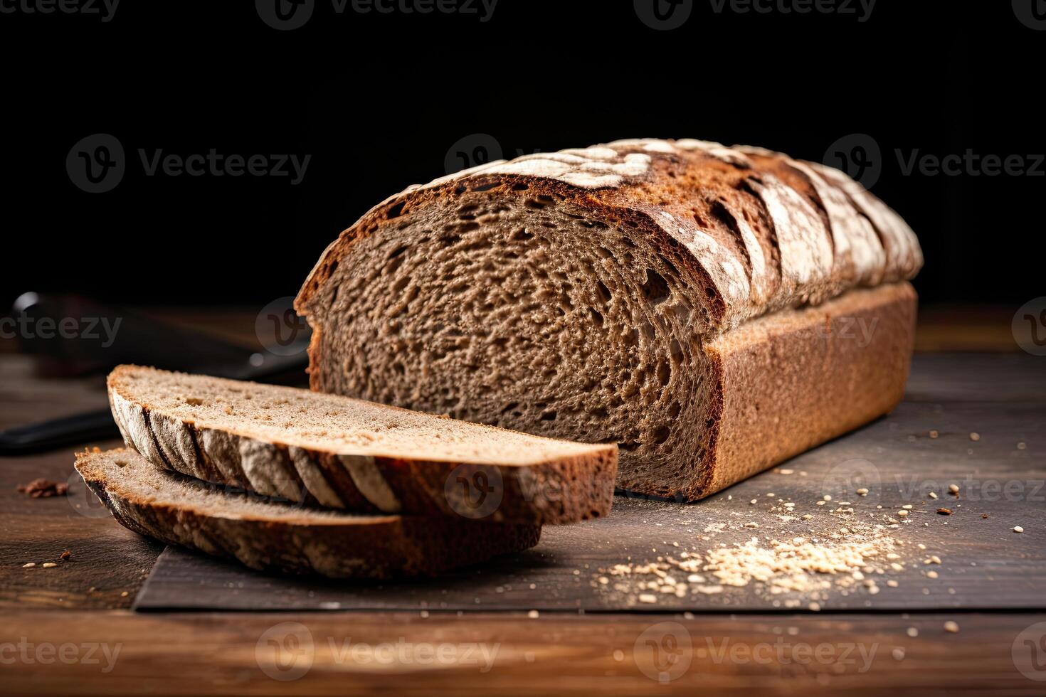 AI generated Rye bread closeup photo