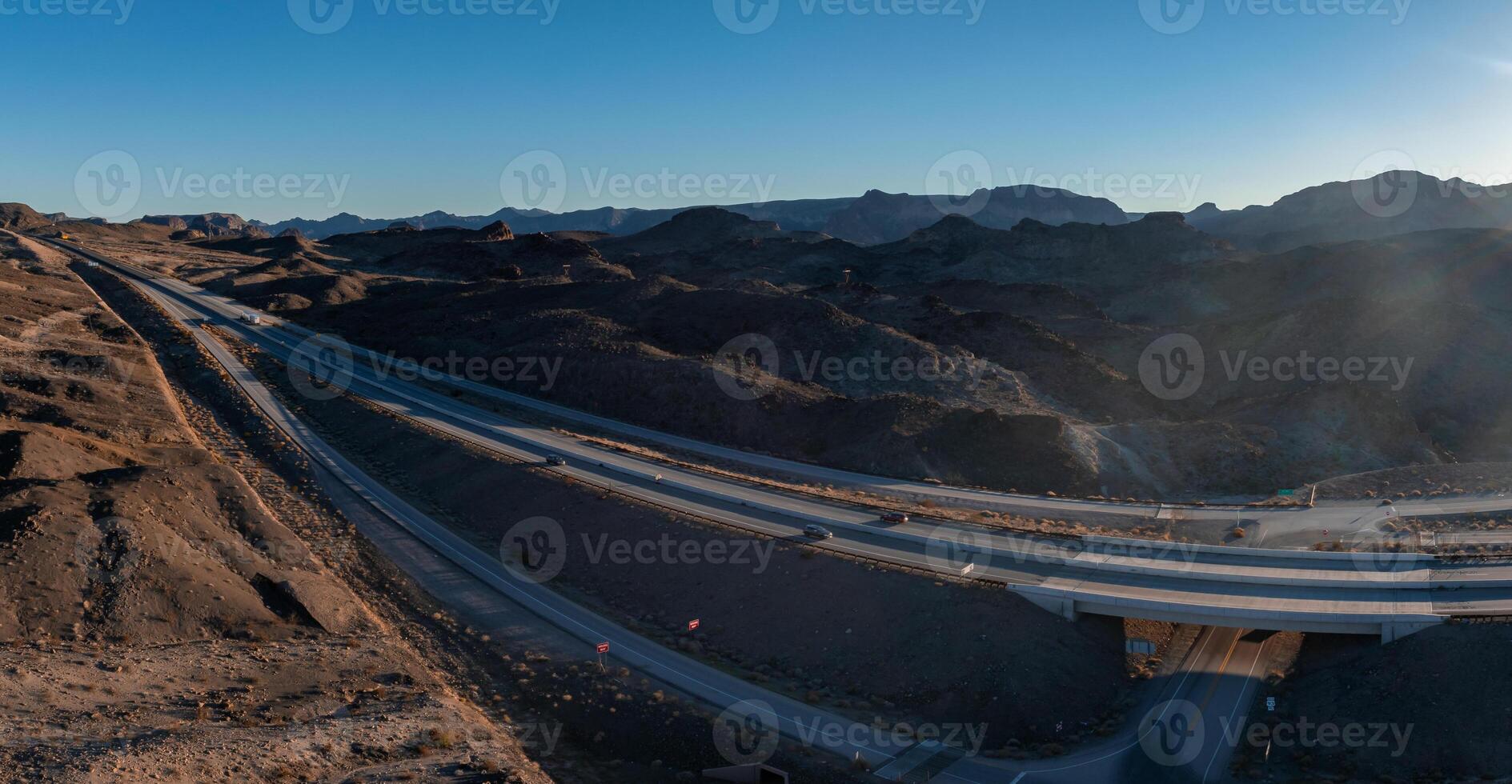 Aerial view of a road near colorful rock textures, near Vermilion Cliffs National Monument photo