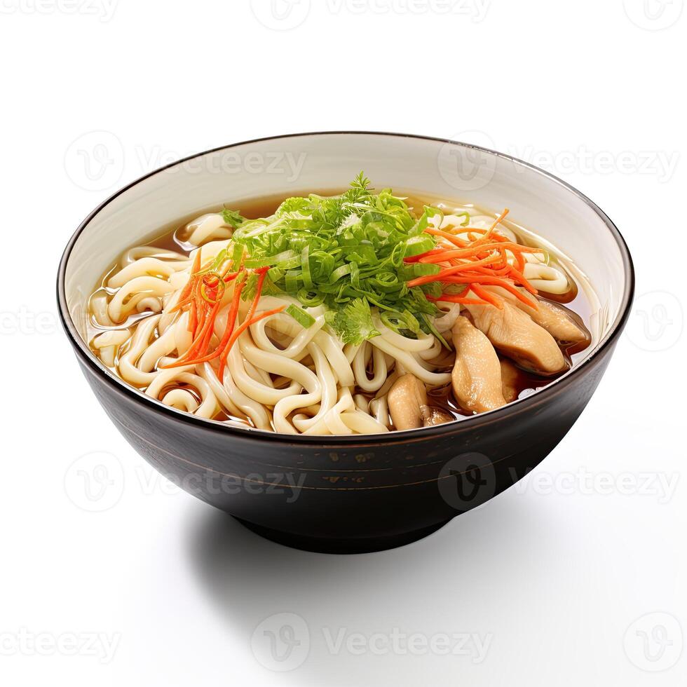 AI generated Noodle soup closeup photo