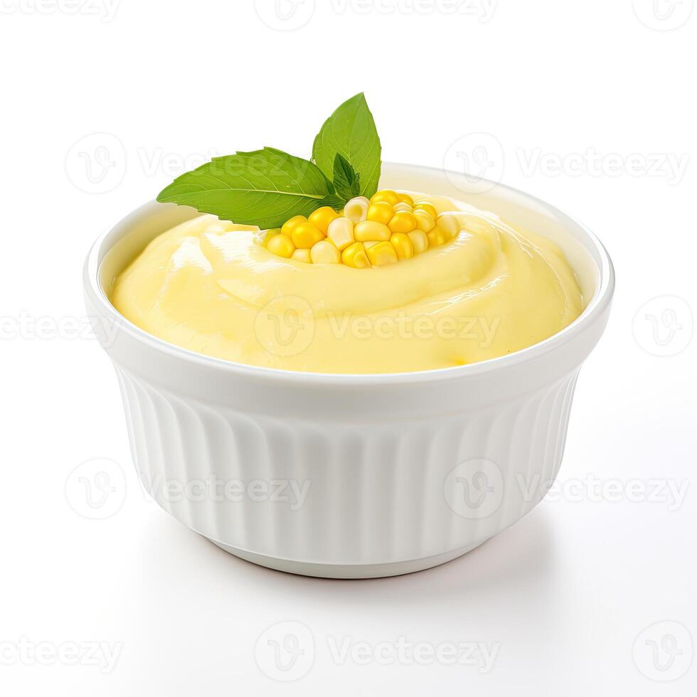AI generated Corn soup closeup photo