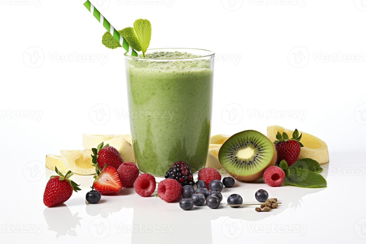 AI generated Kiwi green smoothie photo