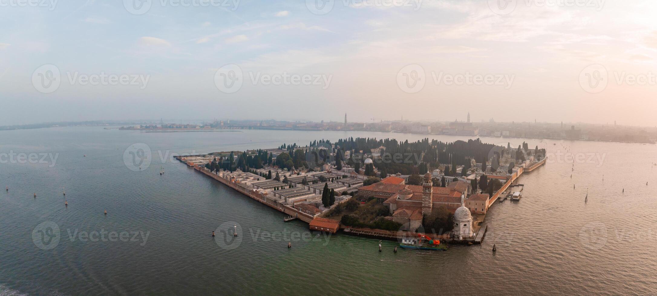 Aerial view of historic Saint Michele cemetery island photo