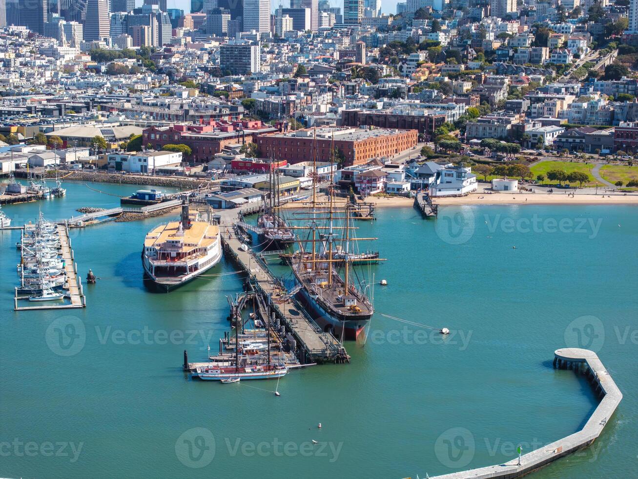 San Francisco Ferry Building, Port of San Francisco, California. Blue Sunny Sky. photo