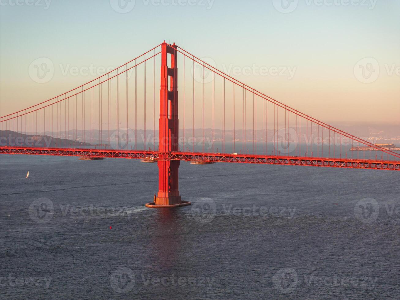 Famous Golden Gate Bridge, San Francisco at sunset, USA photo