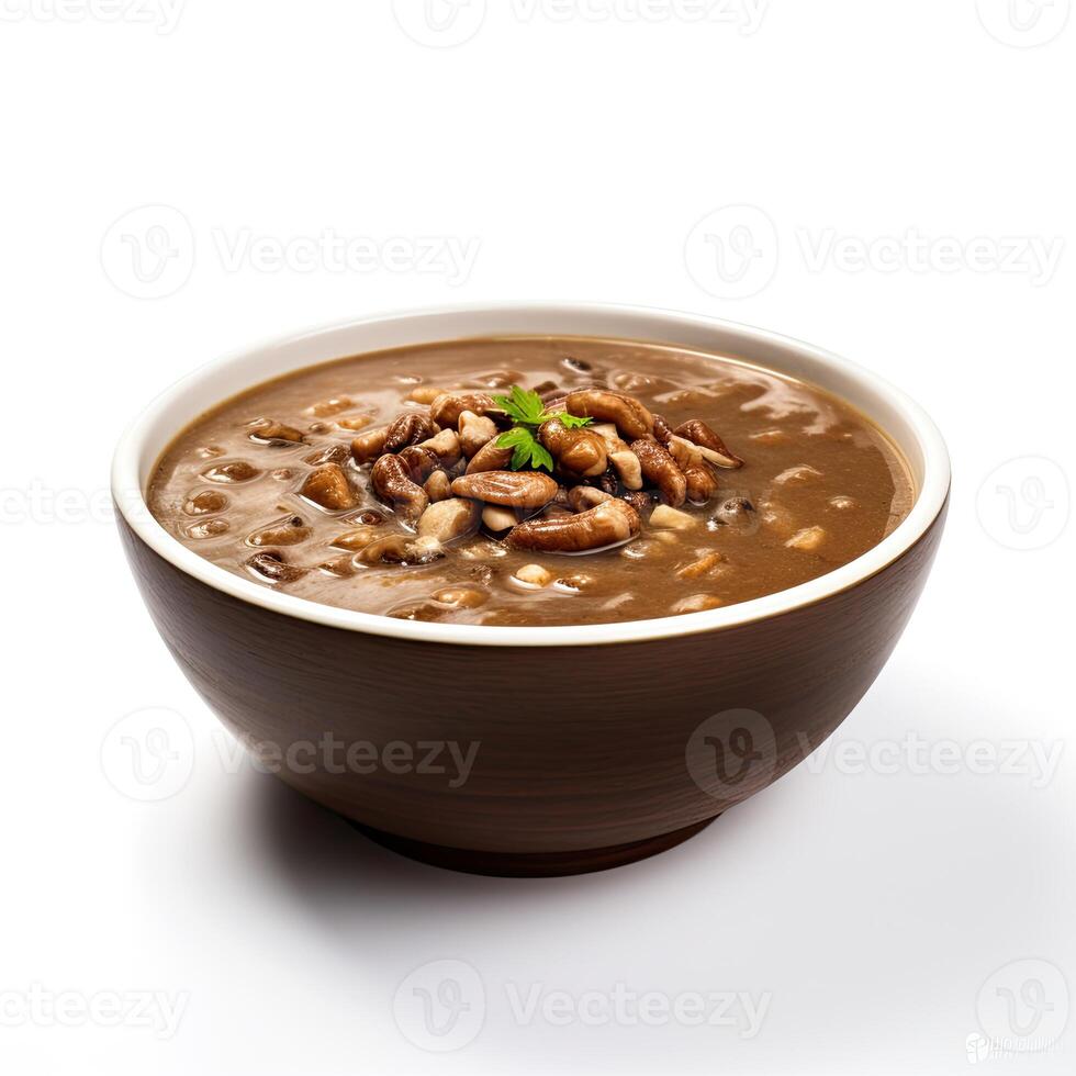 AI generated Turtle soup closeup isolated on white background photo