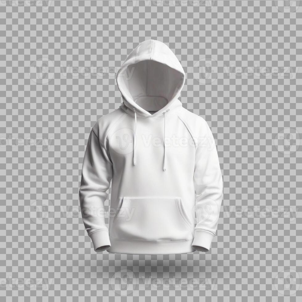 AI generated white hoodie mockup isolated background photo