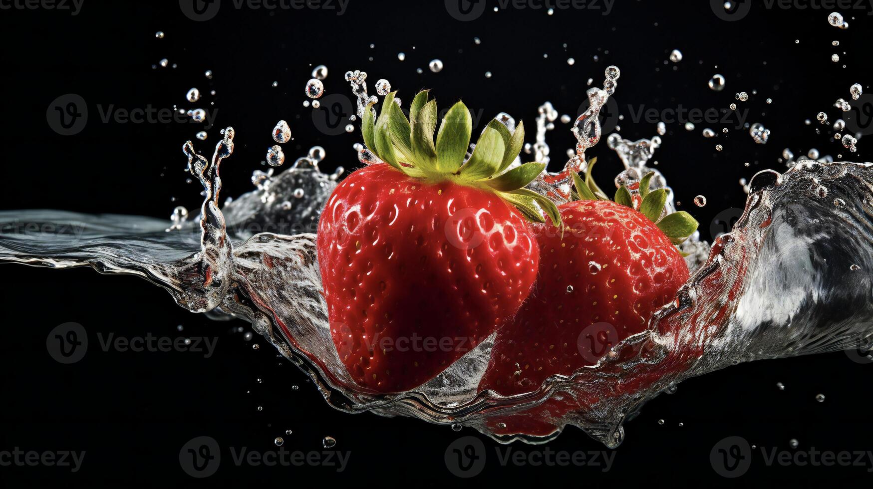 AI generated a strawberry is splashing in water photo