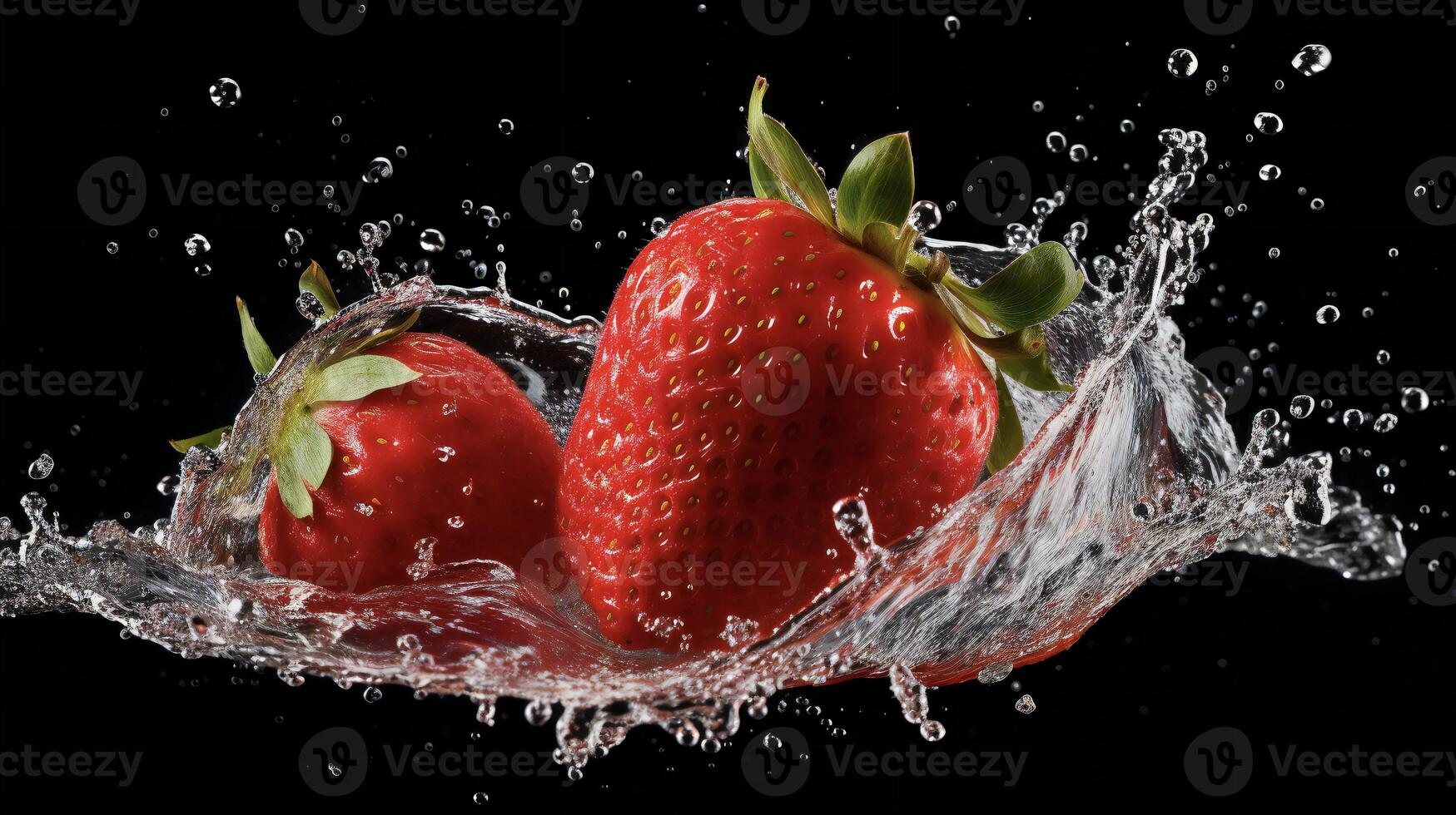 AI generated a strawberry is splashing in water photo