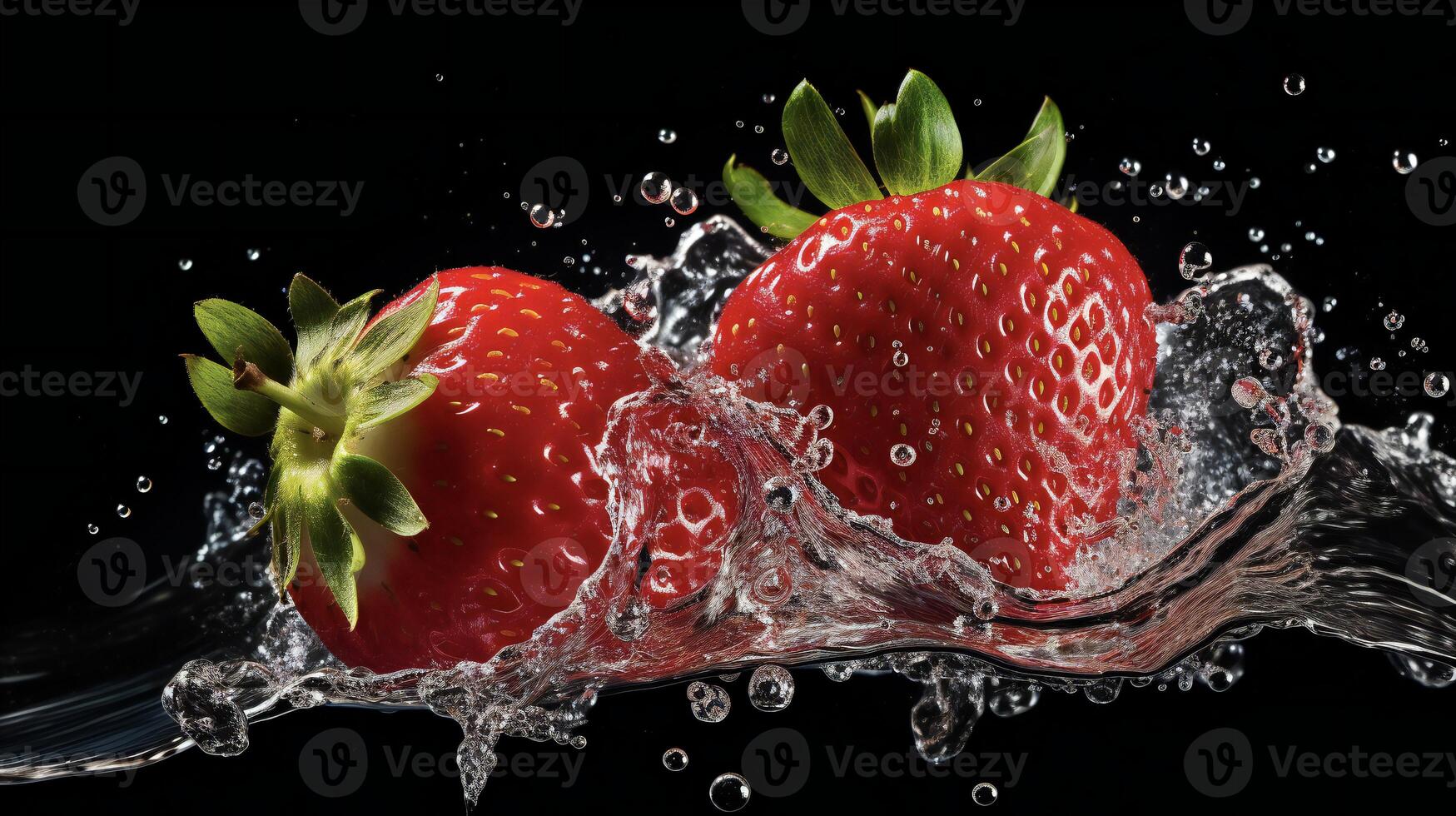 AI generated a strawberry is splashing in water photo