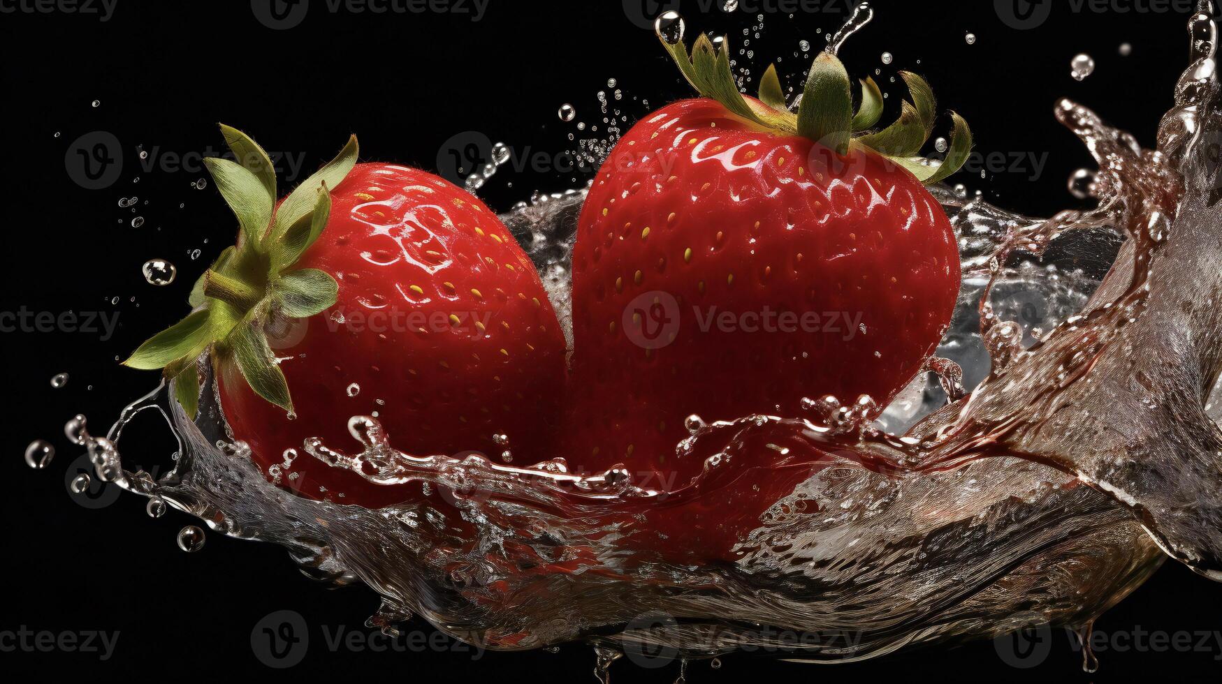 AI generated a strawberry is splashing in water photo