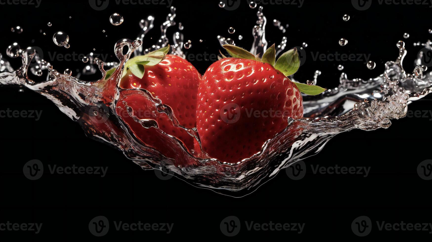 AI generated a strawberry is splashing in water photo