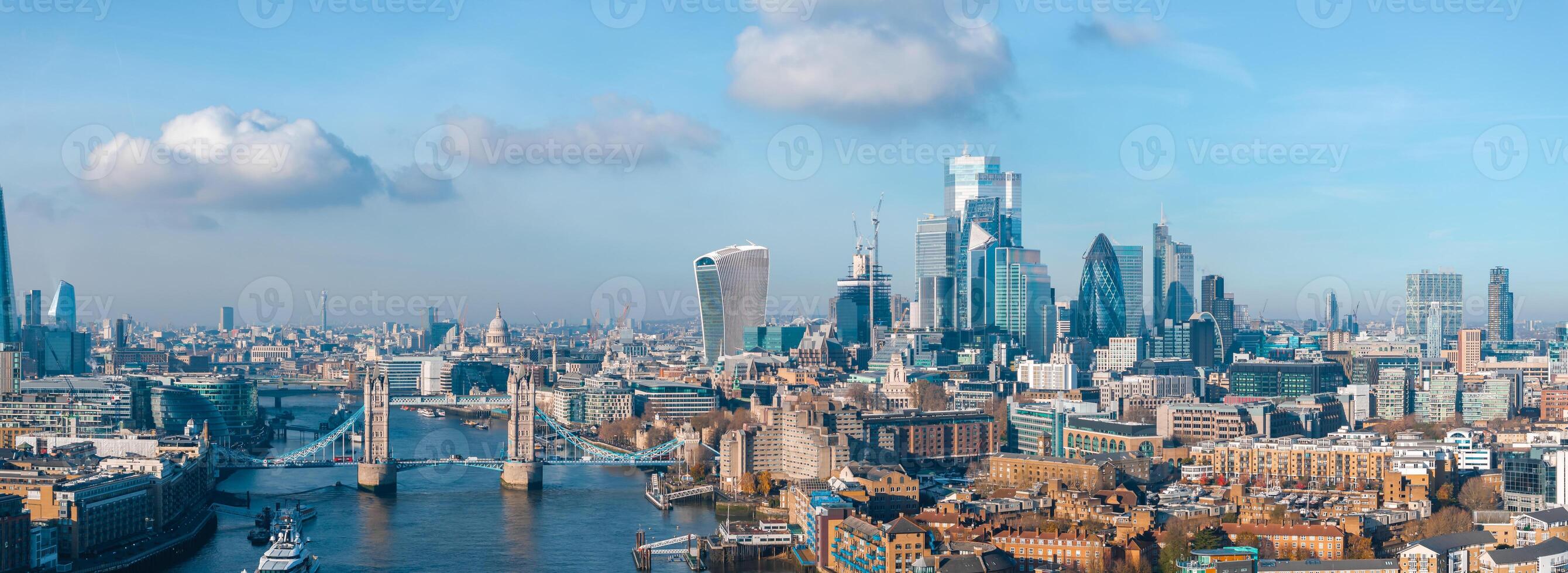 Panoramic view of the city of London business district. photo