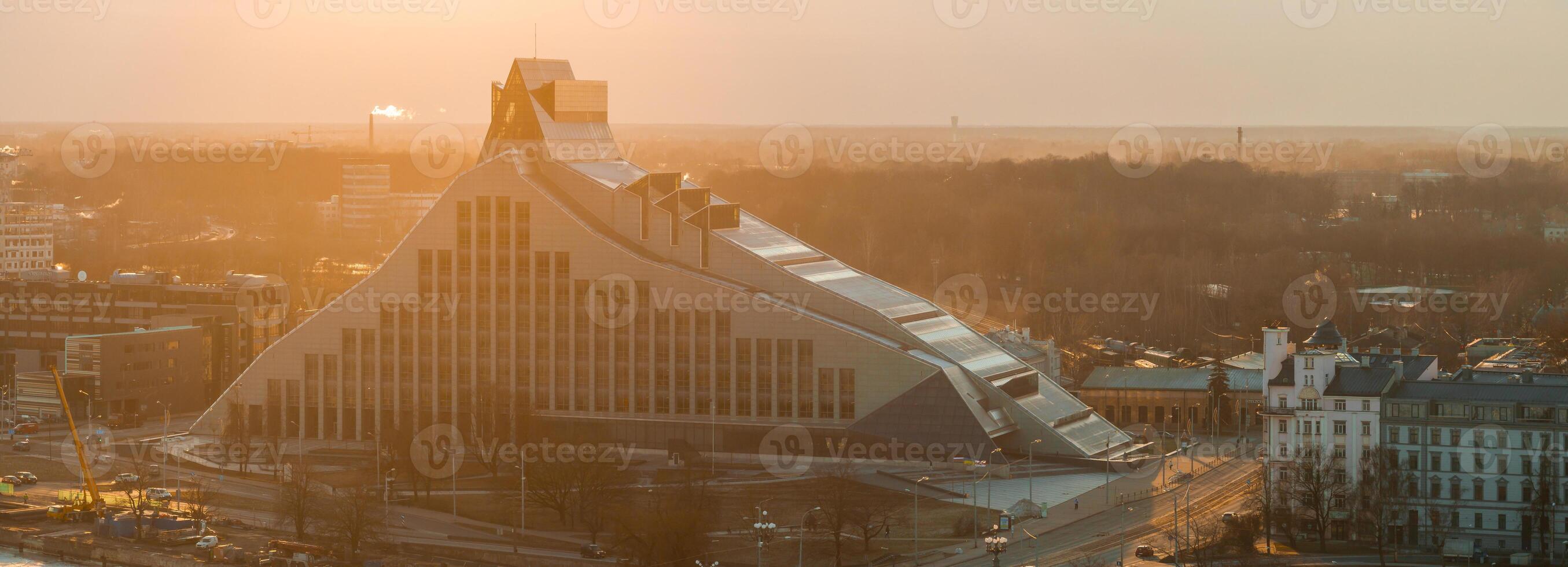 View of the Latvian National library in Riga. photo