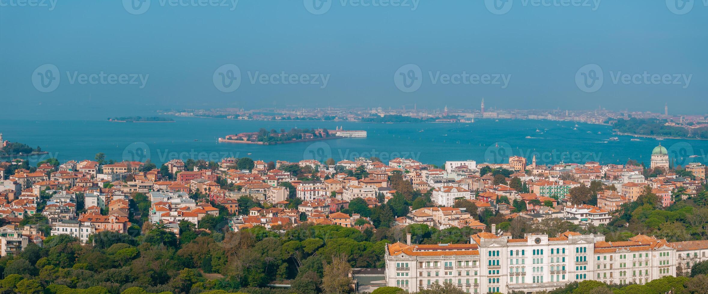 Aerial view of the Lido de Venezia island in Venice, Italy. photo