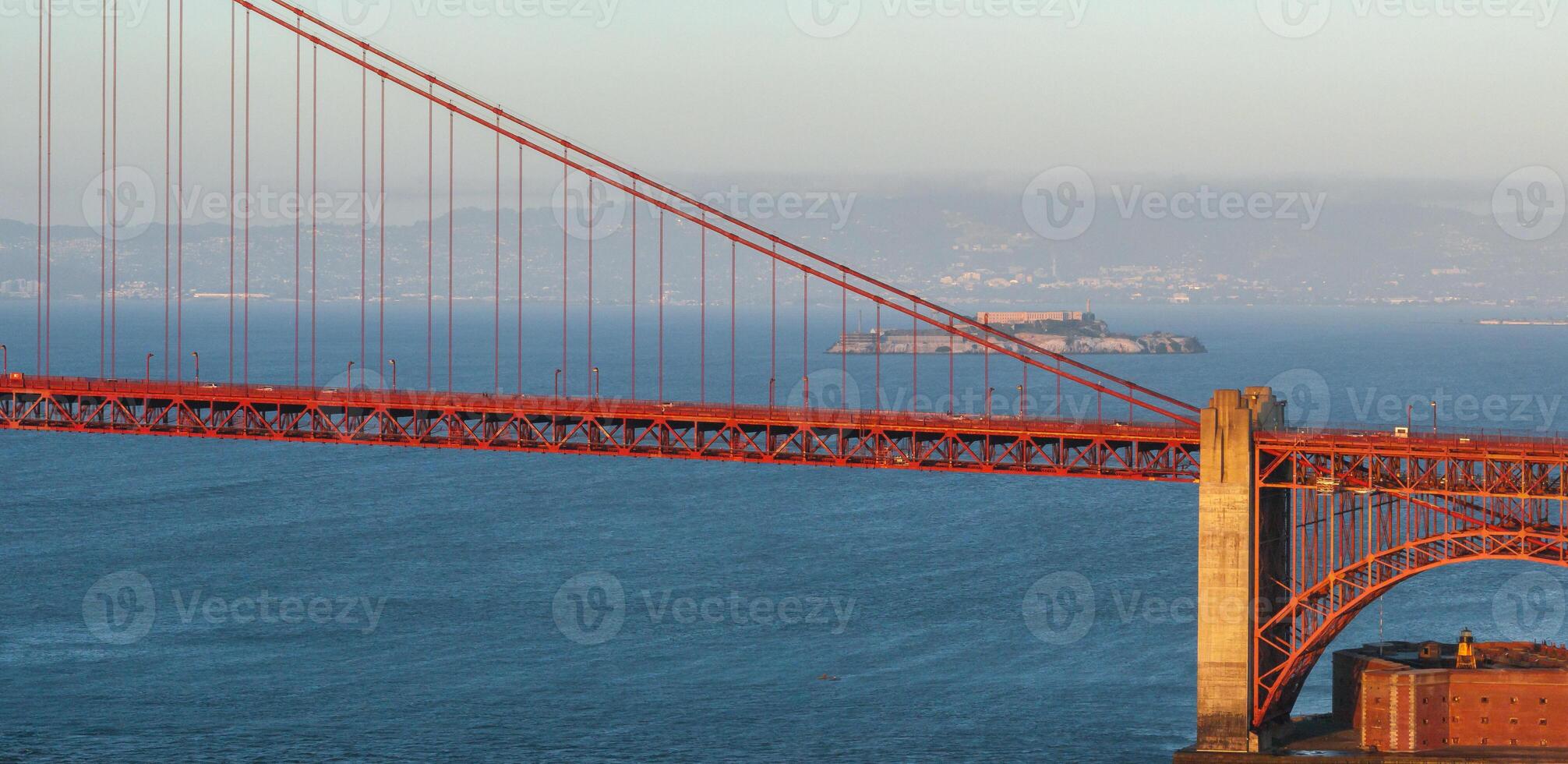 Famous Golden Gate Bridge, San Francisco at sunset, USA photo