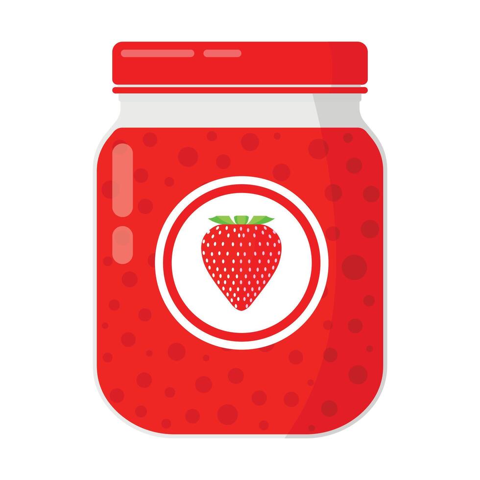sweet strawberry jam jar vector illustration isolated white background