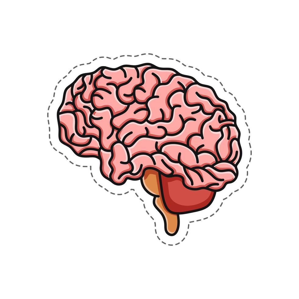 Free vector, human brain sticker doodle illustration vector