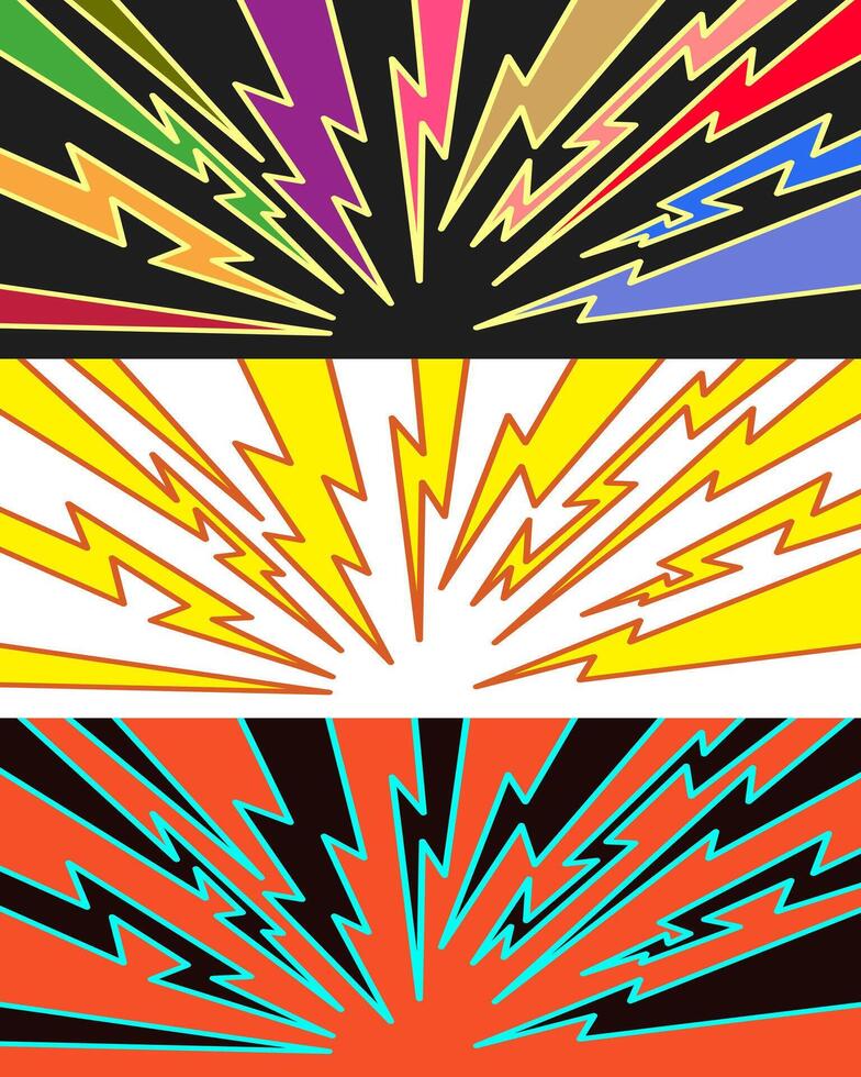 free vector illustration of thunder background in rainbow colors