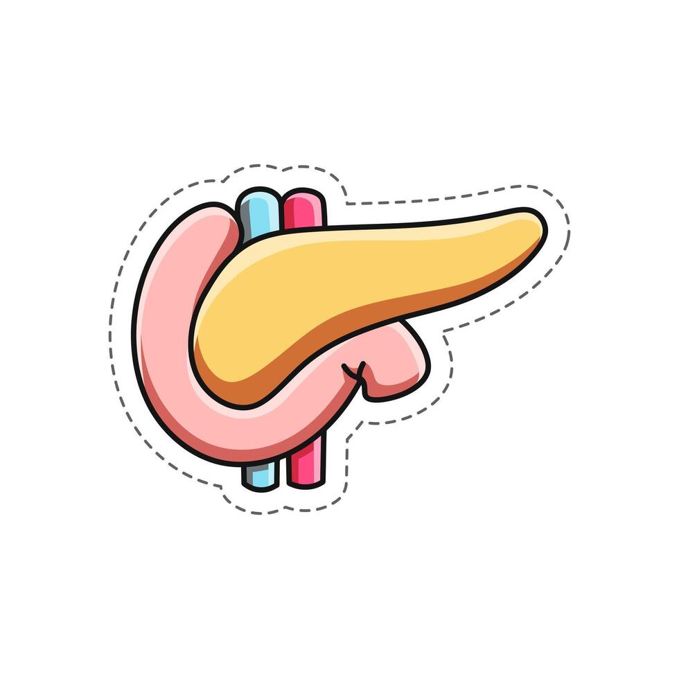 Free vector, doodle illustration of the human bile sticker vector