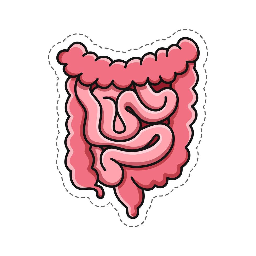 gratis vector, humano intestino pegatina garabatear ilustración vector