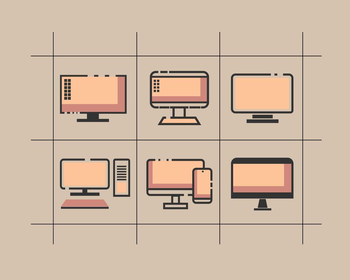 monitor and computer icon asset graphic vector