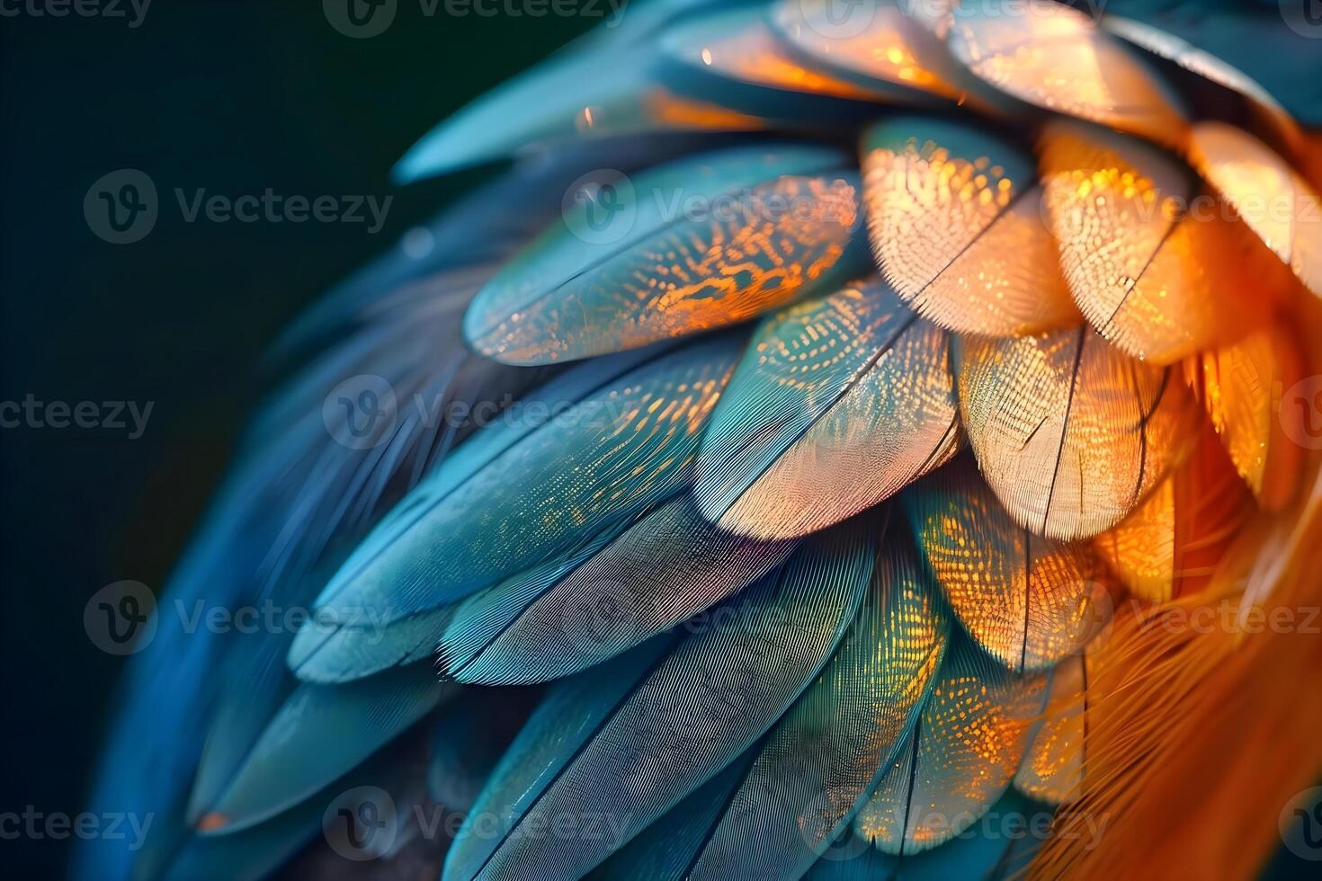 AI generated a close up of a colorful bird's feathers photo