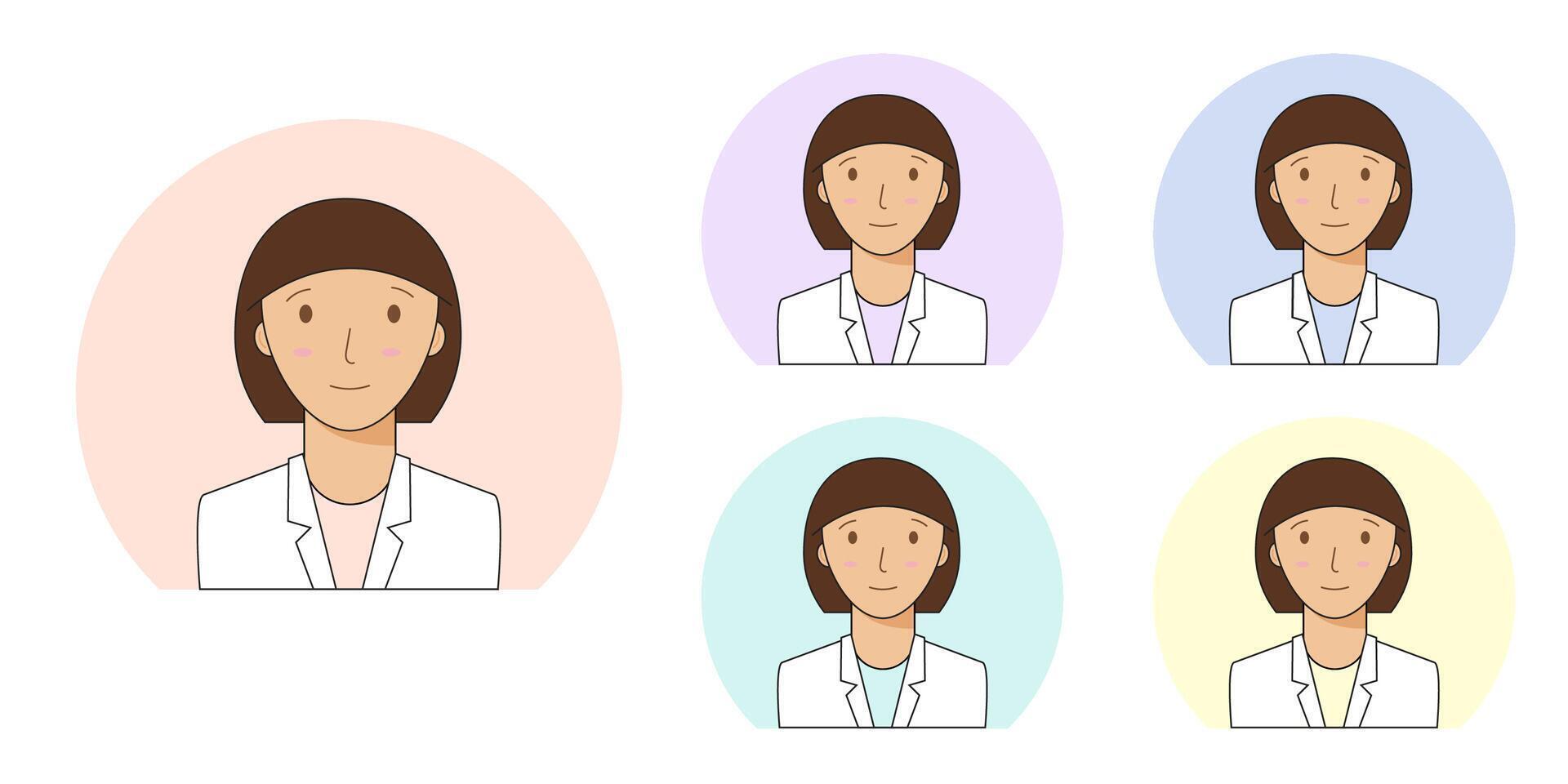 Portrait of a smiling woman with fair skin. Female researcher, laboratory assistant, doctor, chemist. An avatar for a woman profile. vector
