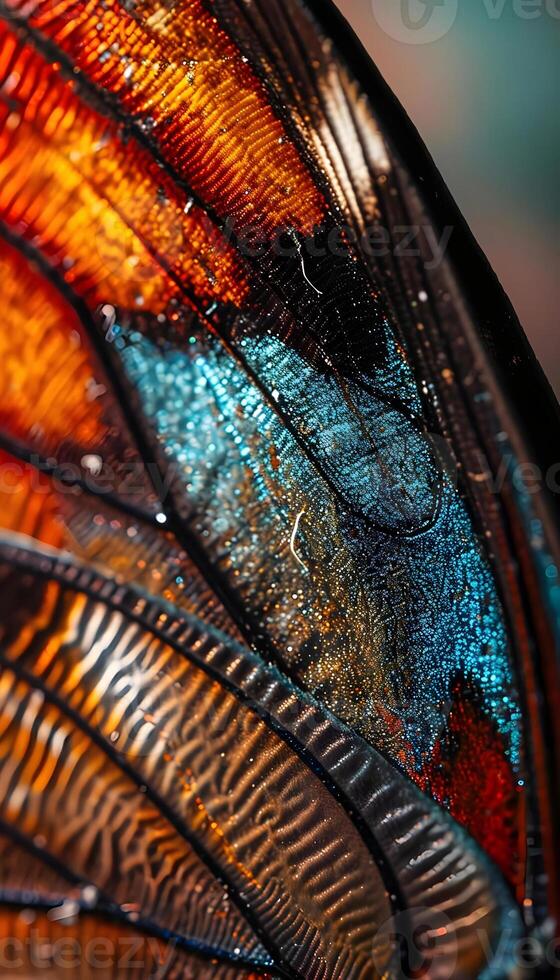 AI generated a close up of a colorful butterfly wing photo