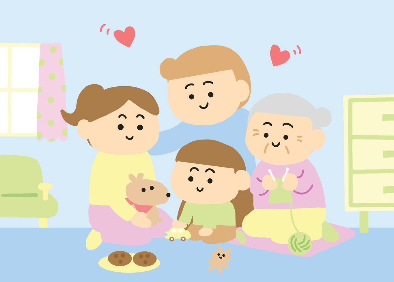 contento familia linda dibujos animados estilo. vector