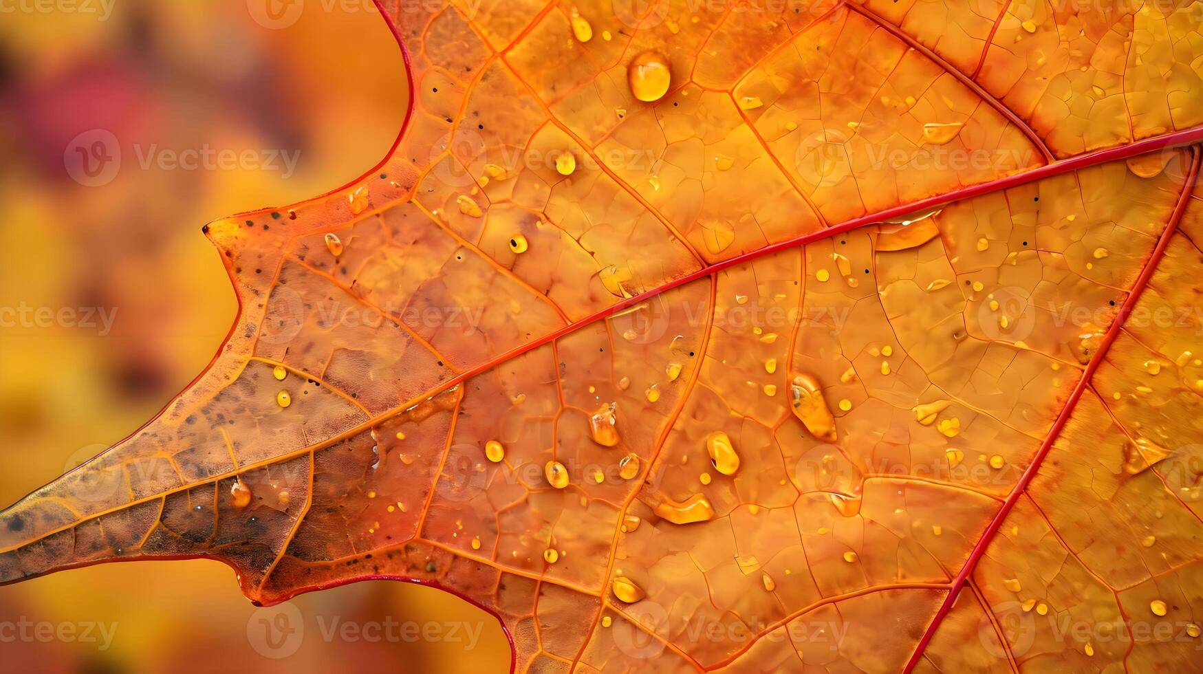 AI generated a close up of a leaf with drops of water on it photo