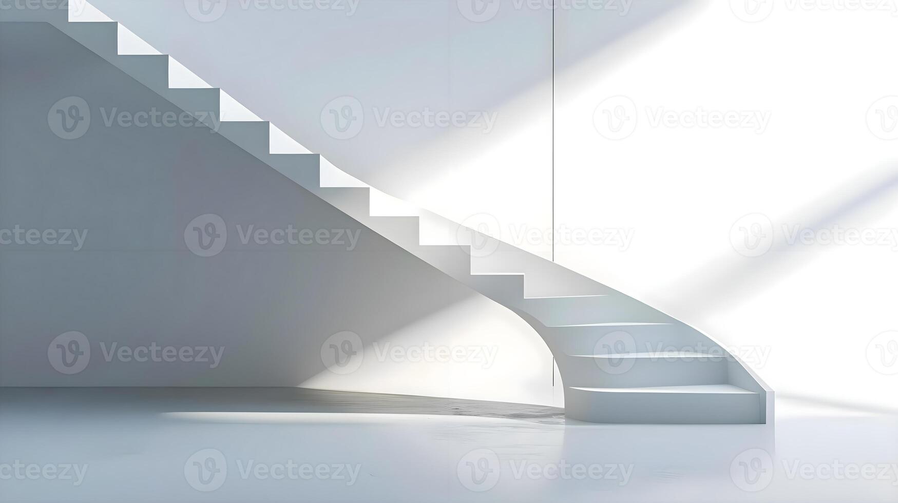 AI generated a white staircase in a room with a white wall photo