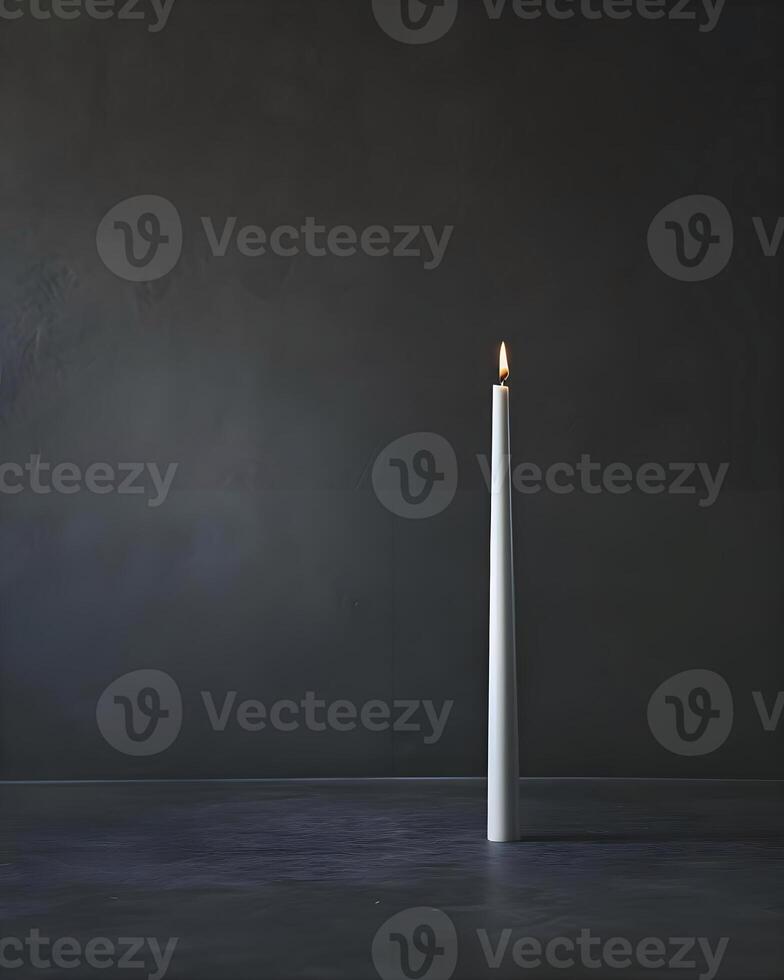 AI generated a white candle with a lit candle on top of it photo