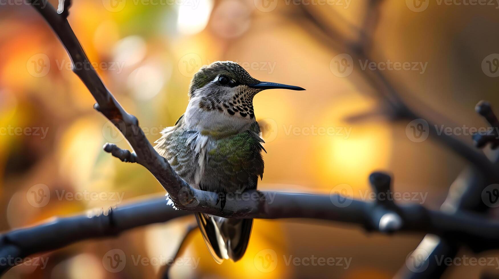 AI generated a small bird sitting on a branch of a tree photo