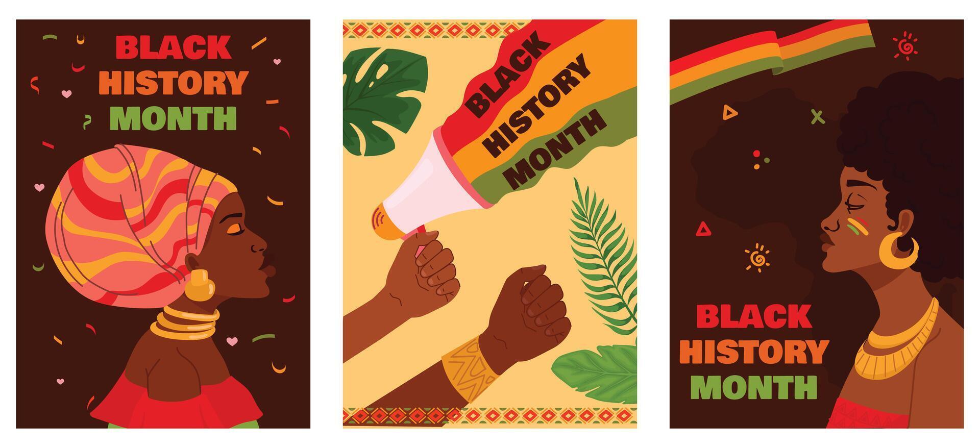 Set of post for the celebration of black history month. vector